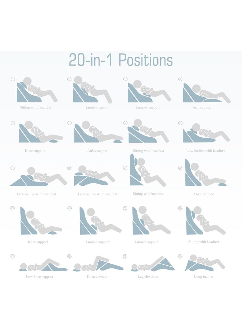 3PCS Bed Wedge Pillow for Sleeping, Memory Foam Reading Pillow for Adults, L 27.1" x H 23.6" Adjustable Body Pillow for Side Sleeper, Storage Bag Included - Image 4